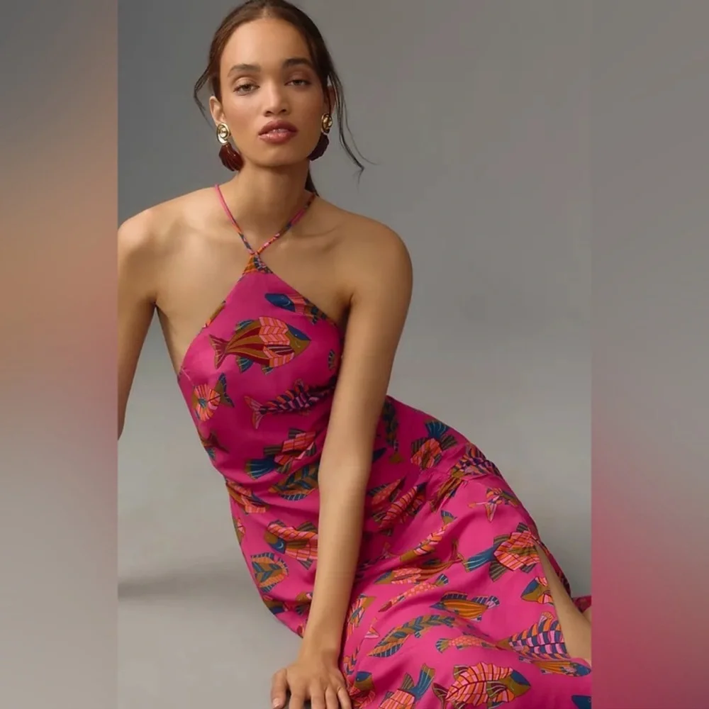 Farm Rio Halter Slim Midi Dress - Picture 4 of 9